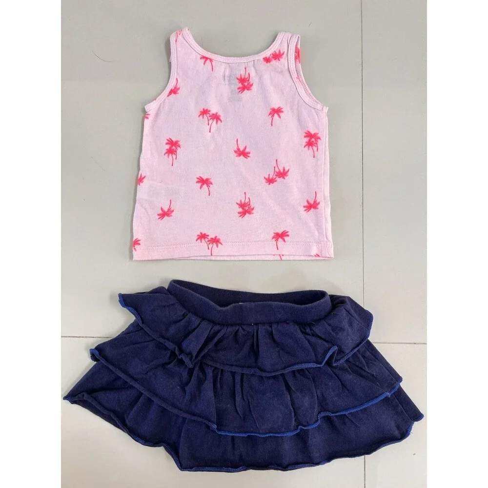oshkosh b'gosh Baby Girls 2 piece Outfit Set Ruffle Skort Skirt Tank Top 6m 3-6m